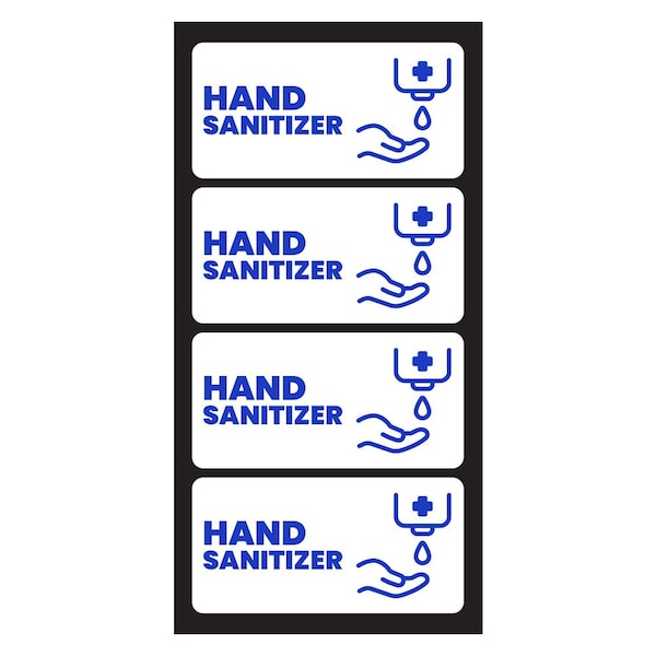 Hand Sanitizer Sticker, Commercial Hand Sanitizer Dispenser Label, Hvy-Dty, 2''x1'', 20PK